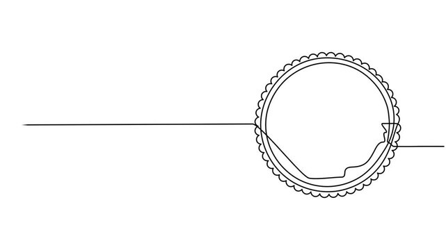 Self drawing continuous one single line animation Danger Trends Round Stamp. Full length single line 4K video clip, Grunge DANGER TRENDS stamp seals isolated on a white background. Rosette seals with.