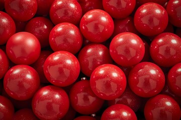 Festive Red Ornament Balls with Shiny Surface, Holiday Decoration Concept