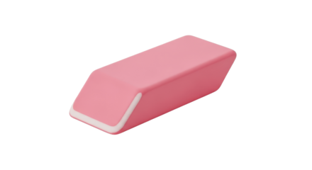 Pink rubber eraser block isolated PNG with Transparent Background