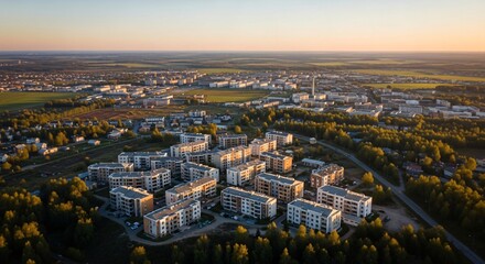 Fototapeta premium aerial view of a residential area in the city photo
