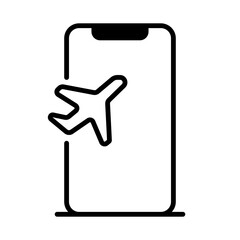 Travel App Icon Airplane on Smartphone Screen for Flight Booking