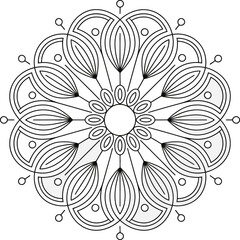 Intricate monochrome floral mandala pattern for coloring page