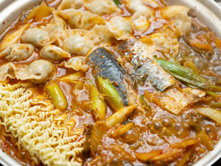 Mackerel kimchi stew in a pot