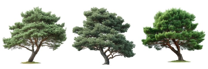 Set of Huge Scots pine Tree Isolated on Transparent Background. PNG