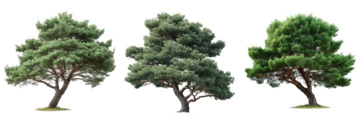 Set of Huge Scots pine Tree Isolated on Transparent Background. PNG