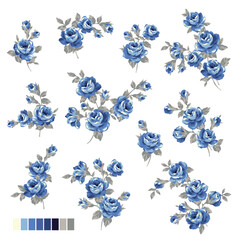 A collection of rose materials ideal for textile design,