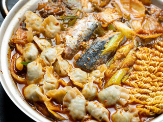 Mackerel kimchi stew in a pot