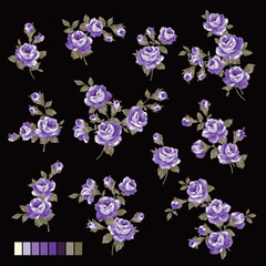 A collection of rose materials ideal for textile design,