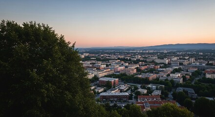 Obraz premium a view of a city from a hill