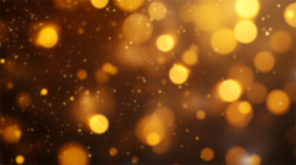Obraz premium Golden bokeh lights, shimmering particles, blurred festive background, warm glow, elegant holiday backdrop, magical celebration, abstract luxury, sparkling glitter design
