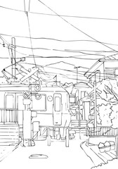 Obraz premium city ​​atmosphere with trains in Japan