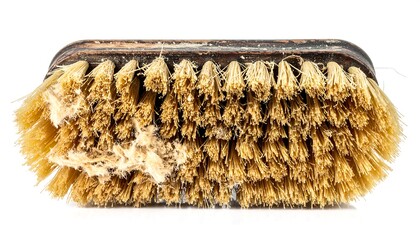 Close-up of a vintage, well-used shoe shine brush.
