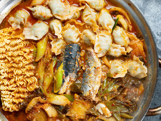 Mackerel kimchi stew in a pot