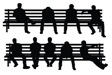 group sitting men vector illustration
