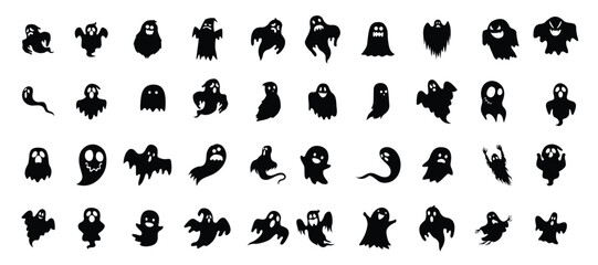 halloween silhouettes black icons and characters trumpkin