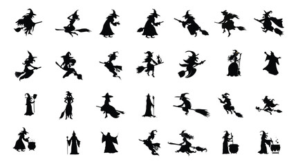 halloween silhouettes black icons and characters trumpkin