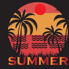 Obraz premium Print summer t-shirt design description should highlight themes like beaches, tropical settings, or vacation vibes, and can incorporate elements such as palm trees, waves, pineapples, or flamingos. De