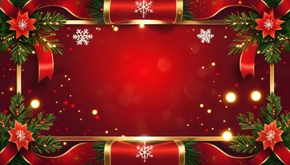 Luxury Red Christmas Frame and Ribbon Border