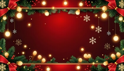 Luxury Red Christmas Frame and Ribbon Border
