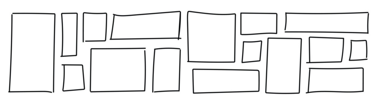 hand drawn frame featuring square doodle and rectangle