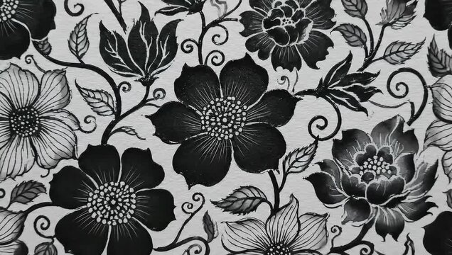 national doodle day artistic black ink floral drawing process - Powered by Adobe