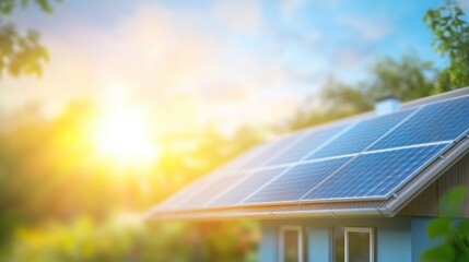 Sunset light illuminating a modern solar power plant, showcasing renewable energy innovation and sustainability