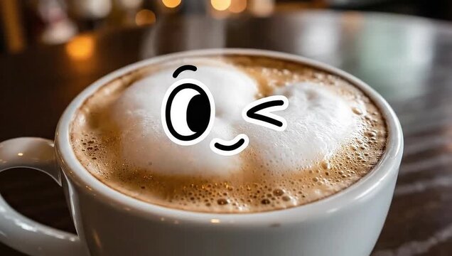national doodle day playful espresso drink with creative emoji foam art