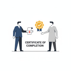Professionals Shaking Hands with Certificate, Training Completion and Achievement
