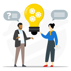 Project planning idea. Teamwork start-up project innovation. New business marketing. teamwork in generating ideas or solutions in business. business innovation. 