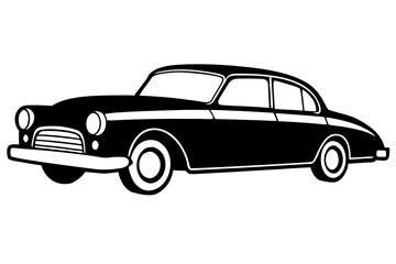retro car outline vector, vintage car line art icon