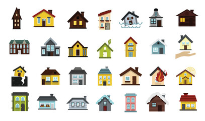 house icon set flat stylevector illustration