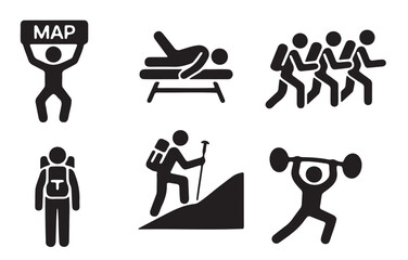 Vector Icons Representing Various Physical Activities and Fitness