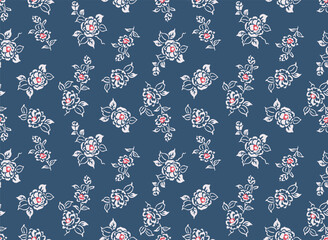 Japanese Rose Vine Vector Seamless Pattern