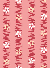 Japanese Pretty Blossom Stripe Vector Seamless Pattern