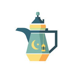 Elegant Islamic Coffee Pot with Crescent and Star Design.