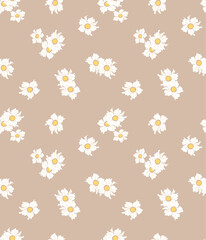Japanese Pretty White Flower Vector Seamless Pattern