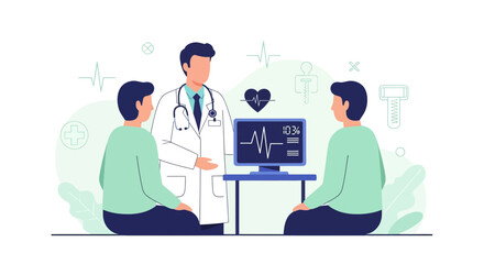 Medical Consultation Illustration Representing Healthcare Examination And Patient Wellness