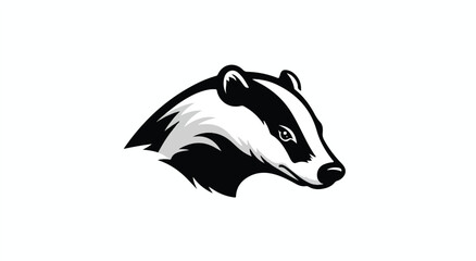 Striking Badger Head Mascot Illustration in Bold Black and White Style