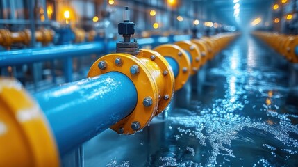 A vibrant industrial plant showcases hydrogen and ammonia production with glowing lights in a busy chemical zone during evening hours.