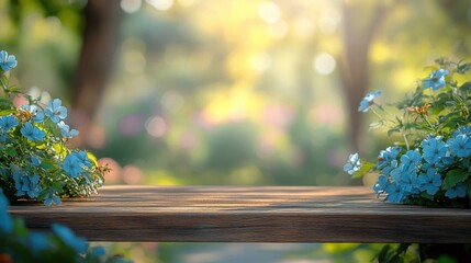 Friends gather in a sunny backyard garden, enjoying a barbecue with a wooden table adorned with colorful food and drinks, perfect for summer festivities.