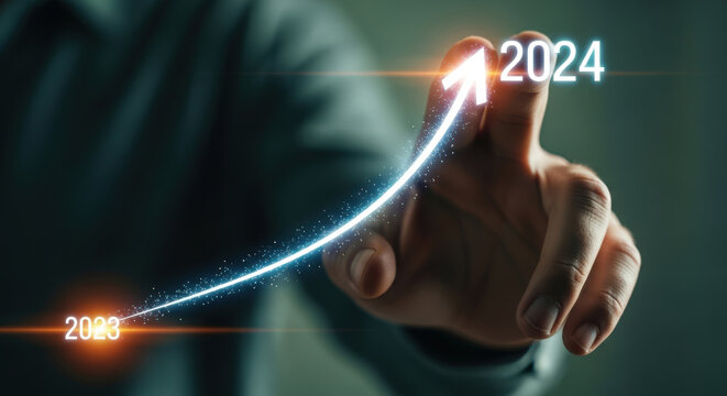 Projecting Business Growth and Success A Visual Representation of an Upward Trend from 2023 to 2024 Indicating Positive Progress and Future Development