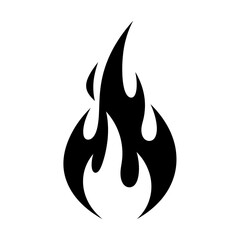 Isolated black and white fire flame vector illustration for logo design and graphic elements use