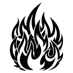 Flame tattoo design tribal fire vector illustration black and white fiery element clip art graphic art drawing