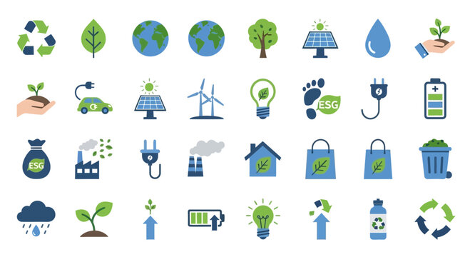Diverse Sustainable Practices and Environmental Responsibility Iconography Collection
