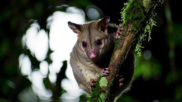 Charming Ringtail Possum Perched on a Tree Branch, Showcasing its Natural Habitat