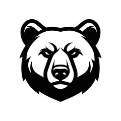 Bear head logo design vector illustration black and white animal mascot graphic template isolated background