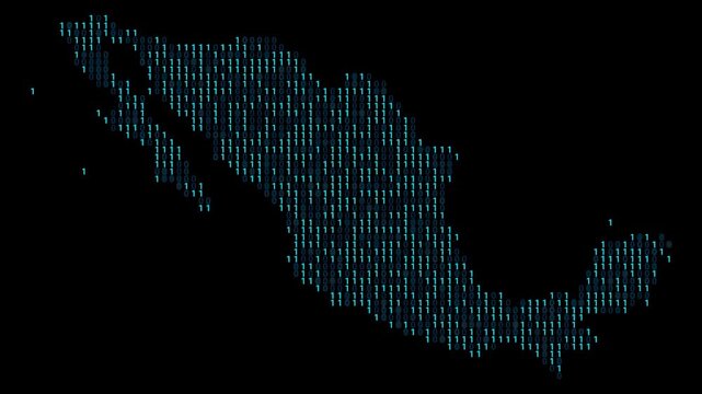 Mexico Binary code map animation, Digital data visualization, alpha layer