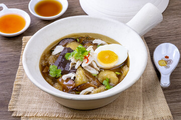 delicious  fish maw soup In the pottery, Asian food, chinese food