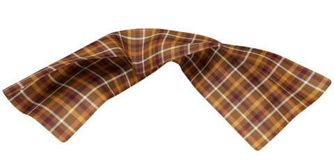 Brown, Orange, and White Plaid Tartan Fabric on Transparent Background. Brown, Orange, and White Checkered