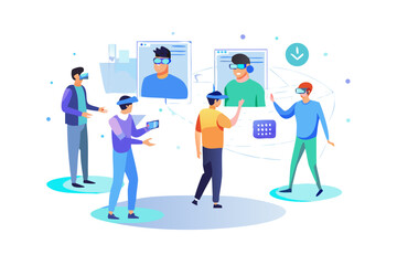 AI in business set. Characters using artificial intelligence generative tools to create social media post, presentation, content ideas. AI-powered marketing automation concept. Vector ... See More
